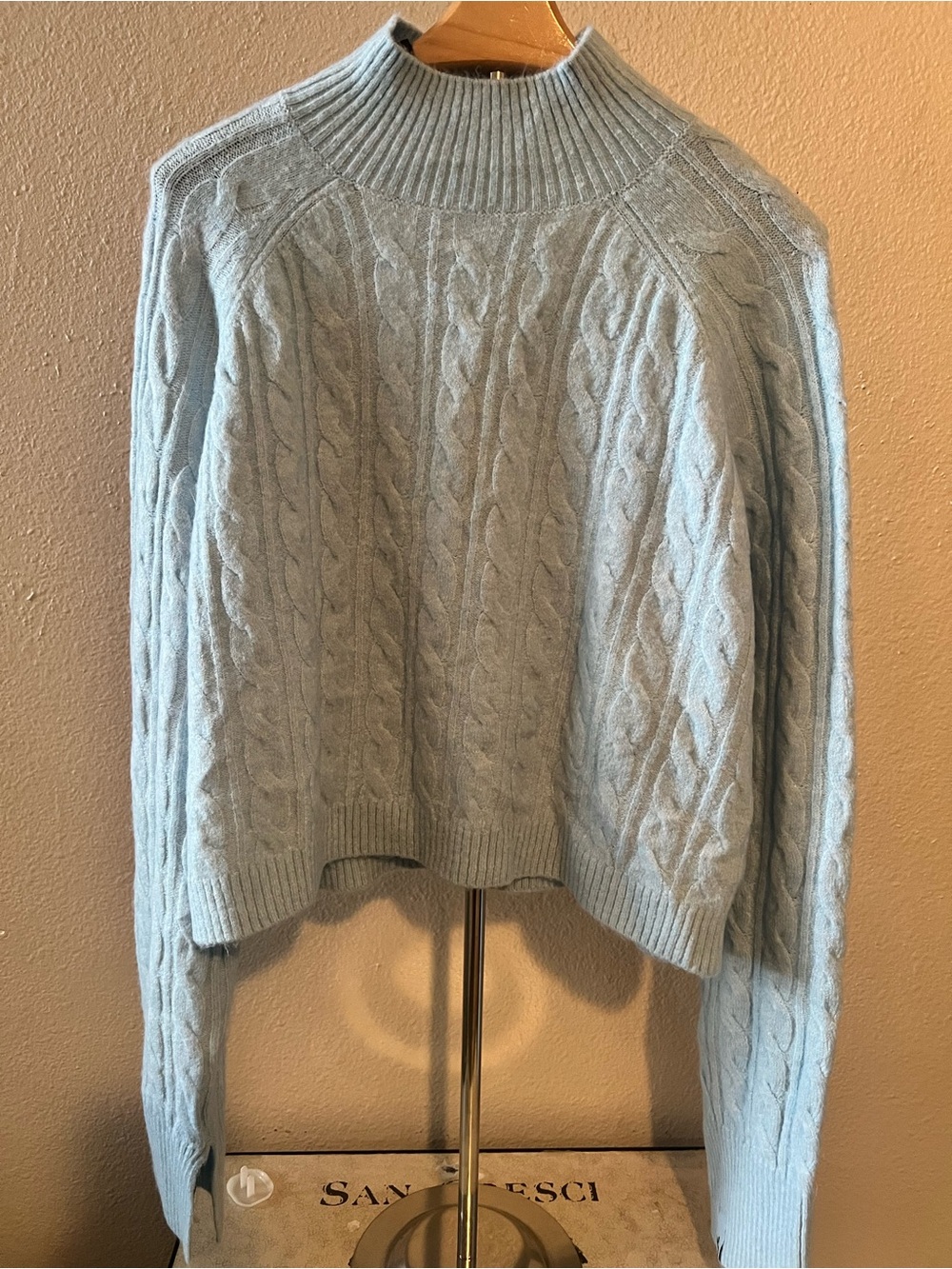 JoyLab Women's Mock Neck Cable Knit Sweater Light Blue Size M🆕️